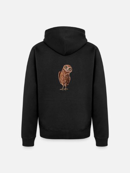 Kleine Eule - Unisex Premium Bio Zip Hoodie - Schwarz