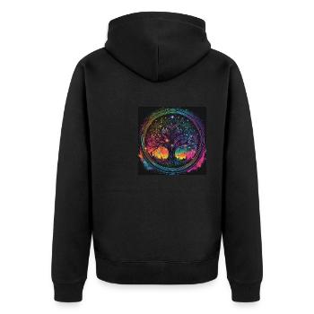 Baum des Lebens ,Lebensbaum,Graffiti,Planeten - Unisex Premium Bio Zip Hoodie - Schwarz - Hinten - Nico (187cm)