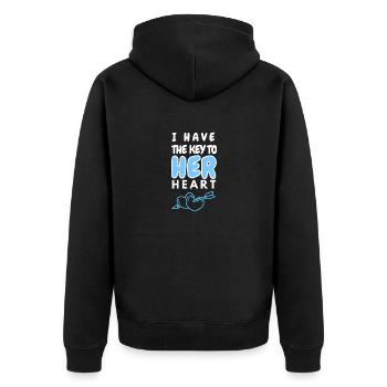 I have the key to her heart - Unisex Premium Organic Zip Hoodie - black - Back - Nico (187cm)
