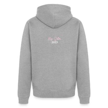 Grande Sœur 2023 Big Sis 23 - Veste à capuche bio Premium Unisexe - gris chiné - Dos - Nico (187cm)