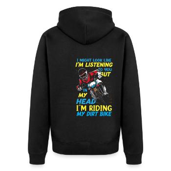 Funny Dirt Bike Motorcycle Riding Saying Dirtbike - Unisex Premium Bio Zip Hoodie - Schwarz - Hinten - Nico (187cm)