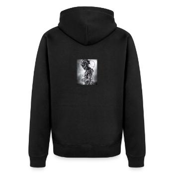 strong - Unisex Premium Bio Zip Hoodie - Schwarz - Hinten - Nico (187cm)