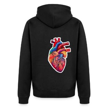 Menschliches Herz Aquarellstil - Unisex Premium Bio Zip Hoodie - Schwarz - Hinten - Nico (187cm)