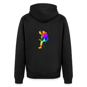 Klettern Bouldern Regenbogen Farben Polygon Sport - Unisex Premium Bio Zip Hoodie - Schwarz - Hinten - Nico (187cm)