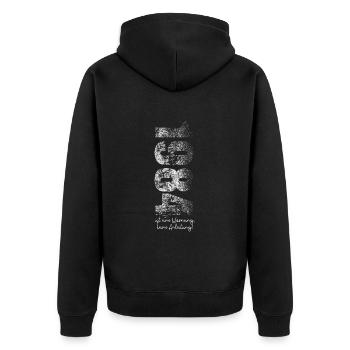 1984 Ist eine Warnung keine Anleitung - Orwell - Unisex Premium Bio Zip Hoodie - Schwarz - Hinten - Nico (187cm)