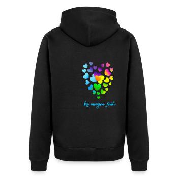 Herzen bunte Herzen Herzen Haufen - Unisex Premium Bio Zip Hoodie - Schwarz - Hinten - Nico (187cm)