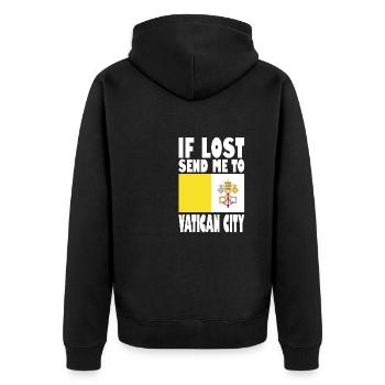 Vatican City Flag Saying - Unisex Premium Organic Zip Hoodie - black - Back - Nico (187cm)