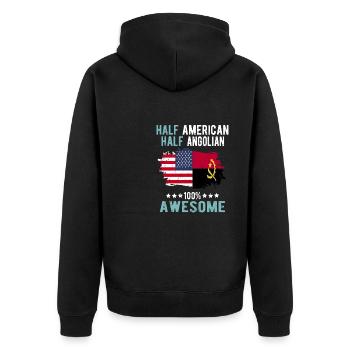 Halb Amerikaner Halb Angolier - Unisex Premium Bio Zip Hoodie - Schwarz - Hinten - Nico (187cm)