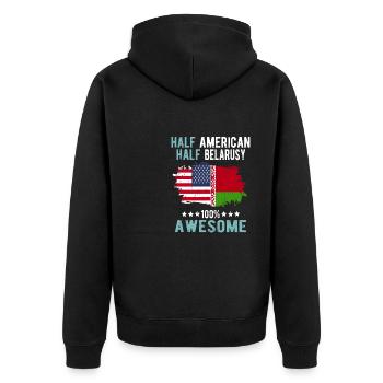 Halb Amerikaner Halb Belarusse - Unisex Premium Bio Zip Hoodie - Schwarz - Hinten - Nico (187cm)