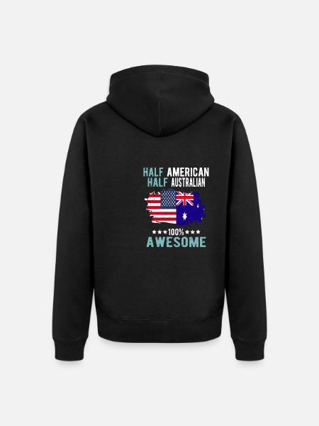 Half American Half Australian - Unisex Premium Organic Zip Hoodie - black