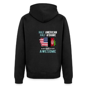 Moitié américain moitié afghan - Veste à capuche bio Premium Unisexe - noir - Dos - Nico (187cm)