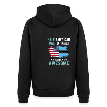 Halb Amerikaner Halb Batswana - Unisex Premium Bio Zip Hoodie - Schwarz - Hinten - Nico (187cm)