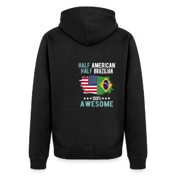 Halb Amerikaner Halb Brasilianer - Unisex Premium Bio Zip Hoodie - Schwarz - Hinten - Nico (187cm)