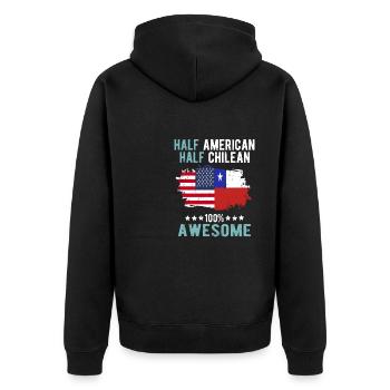 Half American Half Chilean - Unisex Premium Organic Zip Hoodie - black - Back - Nico (187cm)