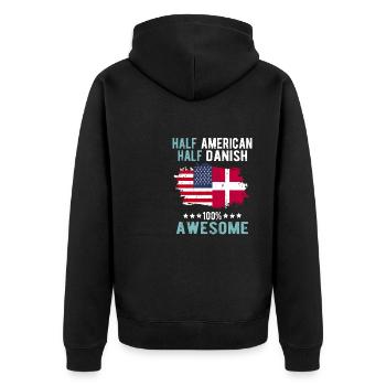 Half American Half Dane - Unisex Premium Organic Zip Hoodie - black - Back - Nico (187cm)