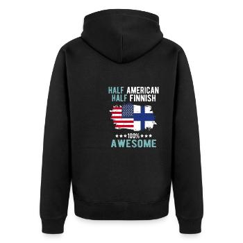 Half American Half Finn - Unisex Premium Organic Zip Hoodie - black - Back - Nico (187cm)