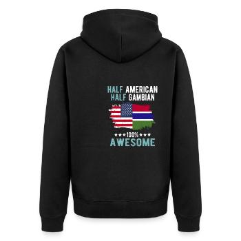 Half American Half Gambian - Unisex Premium Organic Zip Hoodie - black - Back - Nico (187cm)