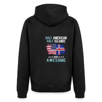 Moitié Américain Moitié Islandais - Veste à capuche bio Premium Unisexe - noir - Dos - Nico (187cm)