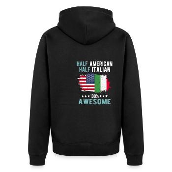 Moitié américain moitié italien - Veste à capuche bio Premium Unisexe - noir - Dos - Nico (187cm)
