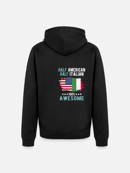Half American Half Italian - Unisex Premium Organic Zip Hoodie - black