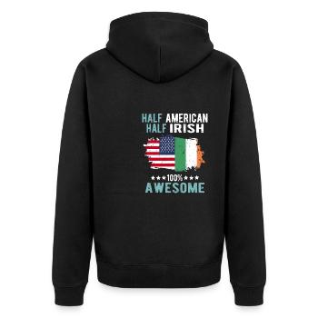 Moitié américain moitié irlandais - Veste à capuche bio Premium Unisexe - noir - Dos - Nico (187cm)