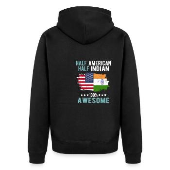 Half American, half Indian - Unisex Premium Organic Zip Hoodie - black - Back - Nico (187cm)