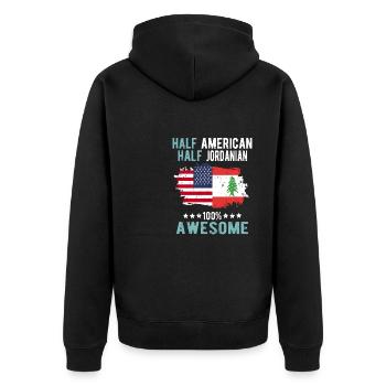 Halb Amerikaner Halb Jordanier - Unisex Premium Bio Zip Hoodie - Schwarz - Hinten - Nico (187cm)