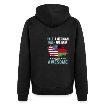 Half American Half Malawi - Unisex Premium Organic Zip Hoodie - black - Back - Nico (187cm)
