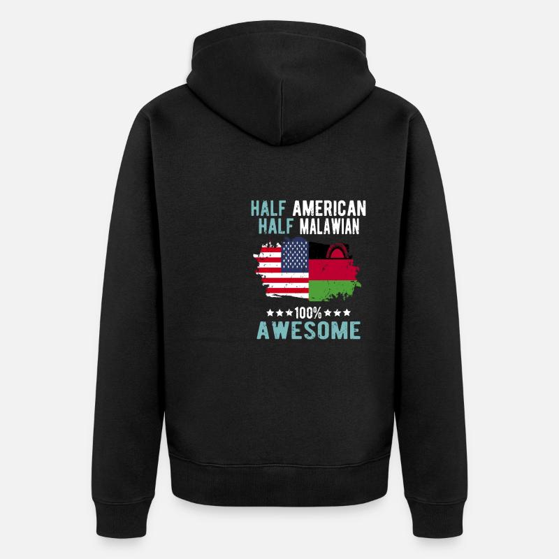 Moitié américain moitié Malawi - Veste à capuche bio Premium Unisexe - noir
