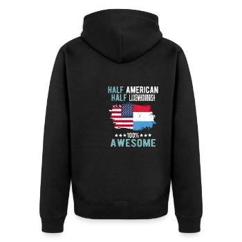 Moitié Américain Moitié Luxembourgeois - Veste à capuche bio Premium Unisexe - noir - Dos - Nico (187cm)