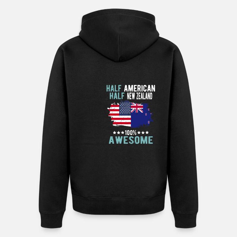 Moitié Américain Moitié Néo-Zélandais - Veste à capuche bio Premium Unisexe - noir