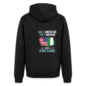 Half American Half Nigerian - Unisex Premium Organic Zip Hoodie - black - Back - Nico (187cm)