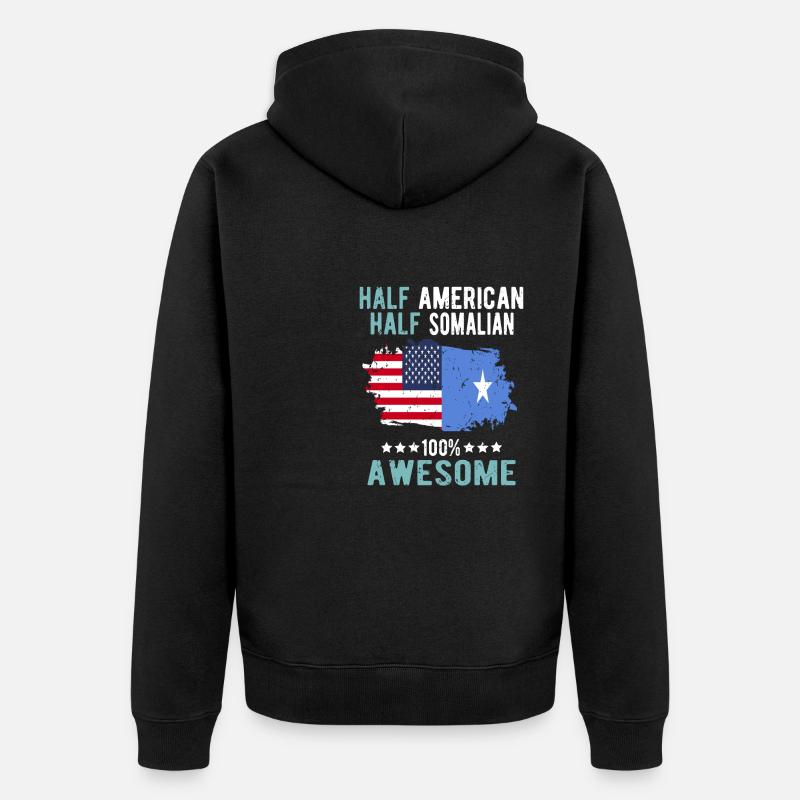 Halb Amerikaner Halb Somalier - Unisex Premium Bio Zip Hoodie - Schwarz