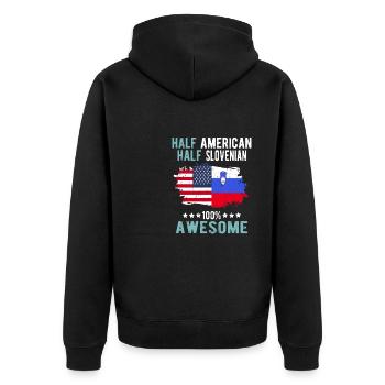 Half American Half Slovenian - Unisex Premium Organic Zip Hoodie - black - Back - Nico (187cm)