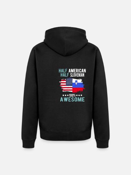Half American Half Slovenian - Unisex Premium Organic Zip Hoodie - black