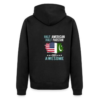 Half American Half Pakistani - Unisex Premium Organic Zip Hoodie - black - Back - Nico (187cm)