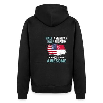 Halb Amerikaner Halb Singapurer - Unisex Premium Bio Zip Hoodie - Schwarz - Hinten - Nico (187cm)