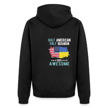 Halb Amerikaner Halb Ukrainer - Unisex Premium Bio Zip Hoodie - Schwarz - Hinten - Nico (187cm)
