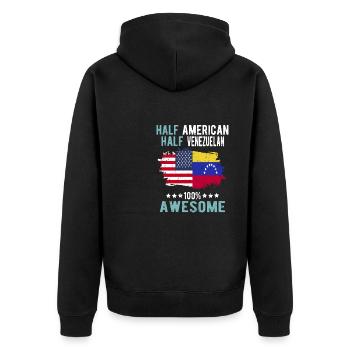 Halb Amerikaner Halb Venezolaner - Unisex Premium Bio Zip Hoodie - Schwarz - Hinten - Nico (187cm)