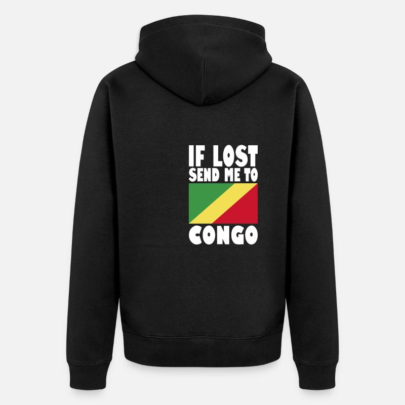 Kongo Flagge Spruch - Unisex Premium Bio Zip Hoodie - Schwarz
