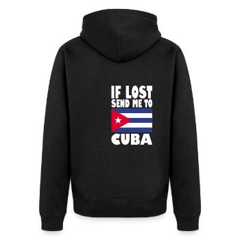 Cuba Flag Saying - Unisex Premium Organic Zip Hoodie - black - Back - Nico (187cm)