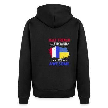 Half French Half Ukrainian - Unisex Premium Organic Zip Hoodie - black - Back - Nico (187cm)
