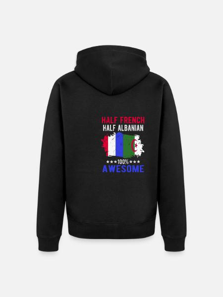 Halb Franzose Halb Albaner - Unisex Premium Bio Zip Hoodie - Schwarz