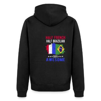Halb Franzose Halb Brasilianer - Unisex Premium Bio Zip Hoodie - Schwarz - Hinten - Nico (187cm)