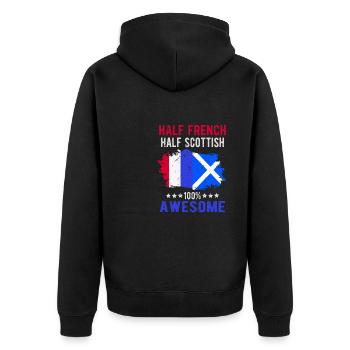Halb Franzose Halb Schotte - Unisex Premium Bio Zip Hoodie - Schwarz - Hinten - Nico (187cm)