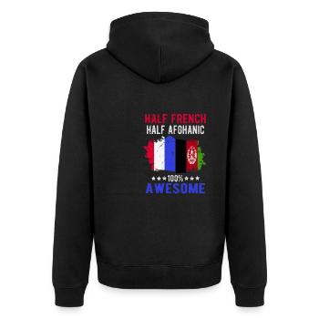 Half French Half Afghan - Unisex Premium Organic Zip Hoodie - black - Back - Nico (187cm)