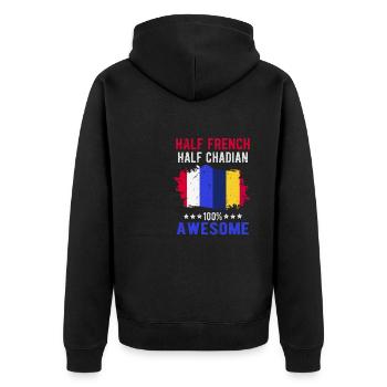 Half French Half Chader - Unisex Premium Organic Zip Hoodie - black - Back - Nico (187cm)