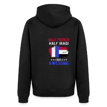 Half French Half Iraki - Unisex Premium Organic Zip Hoodie - black - Back - Nico (187cm)