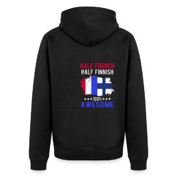Half French Half Finnish - Unisex Premium Organic Zip Hoodie - black - Back - Nico (187cm)