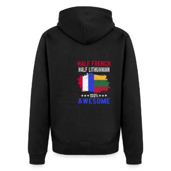 Half French Half Lithuanian - Unisex Premium Organic Zip Hoodie - black - Back - Nico (187cm)